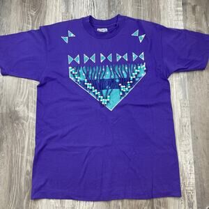 Hanes Tshirt Vintage Fifty Fifty Western Boho Beaded Aztec Single Stitch Men L